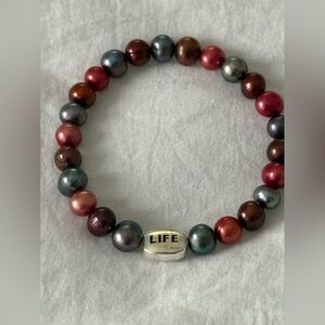 Multicolor Pearl Bracelet with Silver Accent